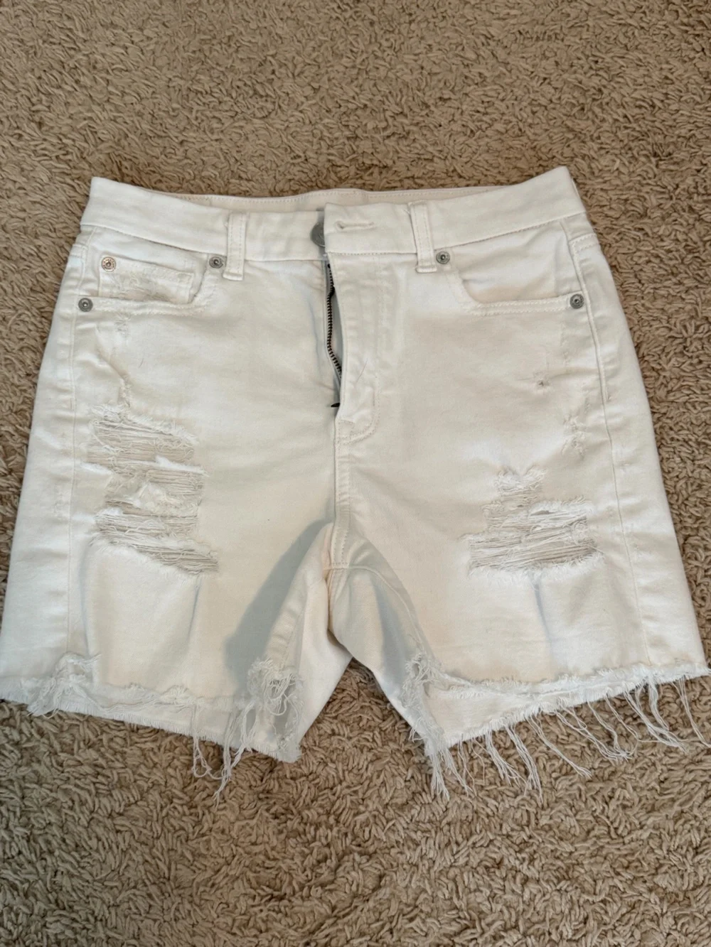 White Distressed Women’s Denim Shorts